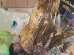 Sexy bitch and her lover having scat sex